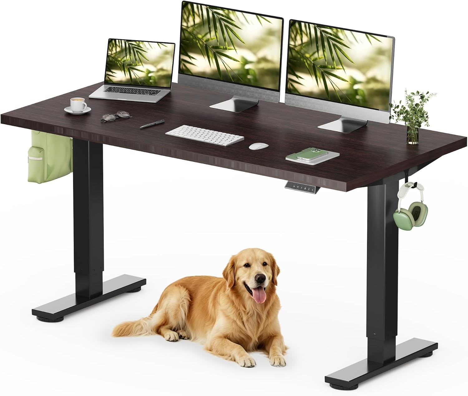 image:imageFLEXISPOT Solid Bamboo Standing Desk 48 x 24 Real Bamboo Desktop with Natural Grain Durable amp Sustainable Workstation for Home Office and MultiMonitor Setups Curved Black FrameBlack Frame