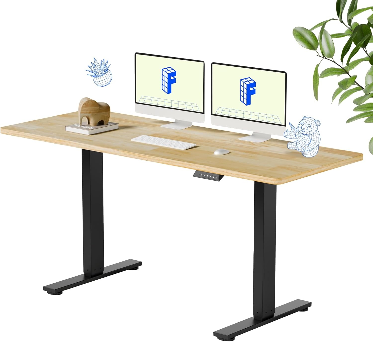 image:imageFLEXISPOT Solid Bamboo Standing Desk 48 x 24 Real Bamboo Desktop with Natural Grain Durable amp Sustainable Workstation for Home Office and MultiMonitor Setups Curved Black FrameBlack Frame