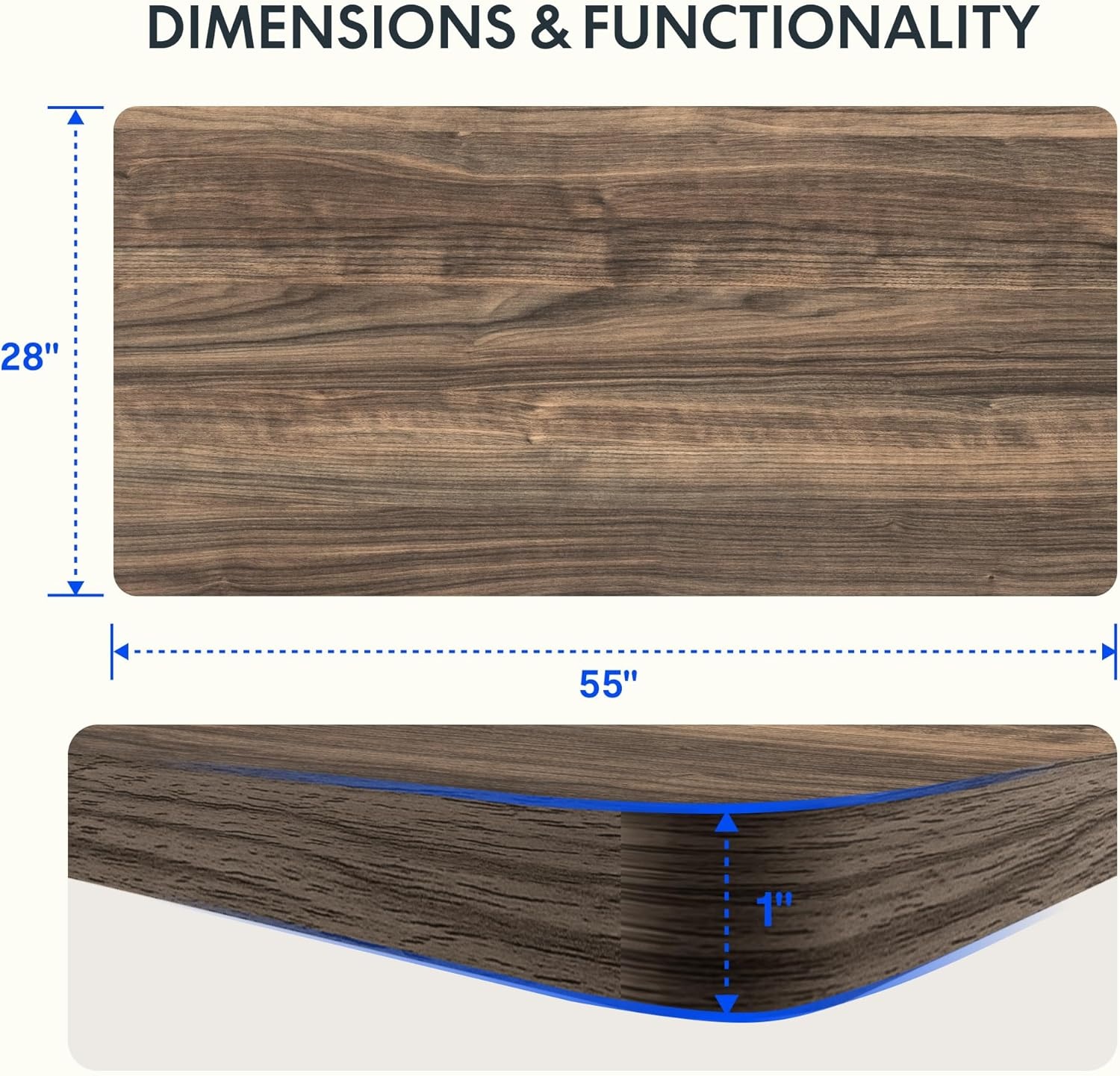 image:imageFLEXISPOT Whole Piece 48x30 Desktop 1 Thickness Height Adjustable Desk Rectangular Tabletop White Board 48INCH White TopBlack Walnut