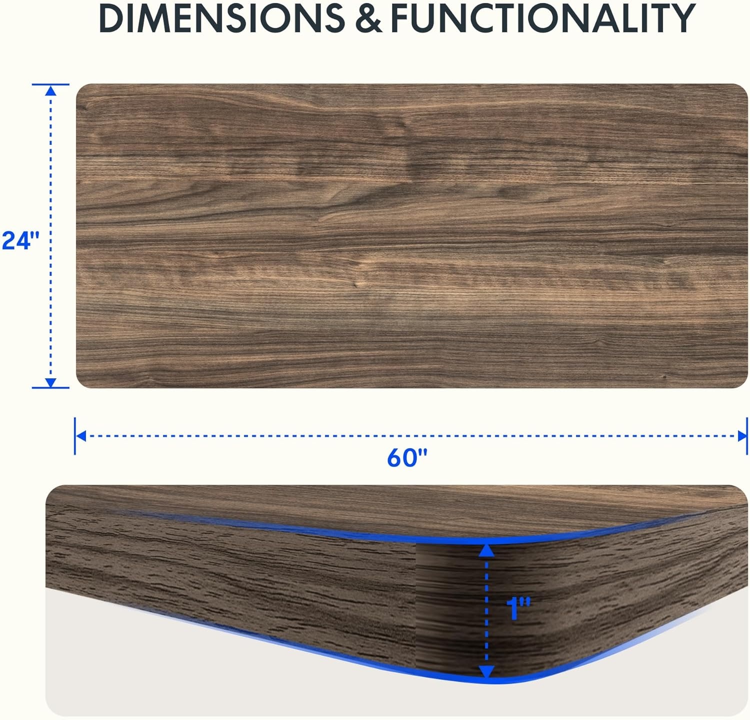 image:imageFLEXISPOT Whole Piece 48x30 Desktop 1 Thickness Height Adjustable Desk Rectangular Tabletop White Board 48INCH White TopBlack Walnut