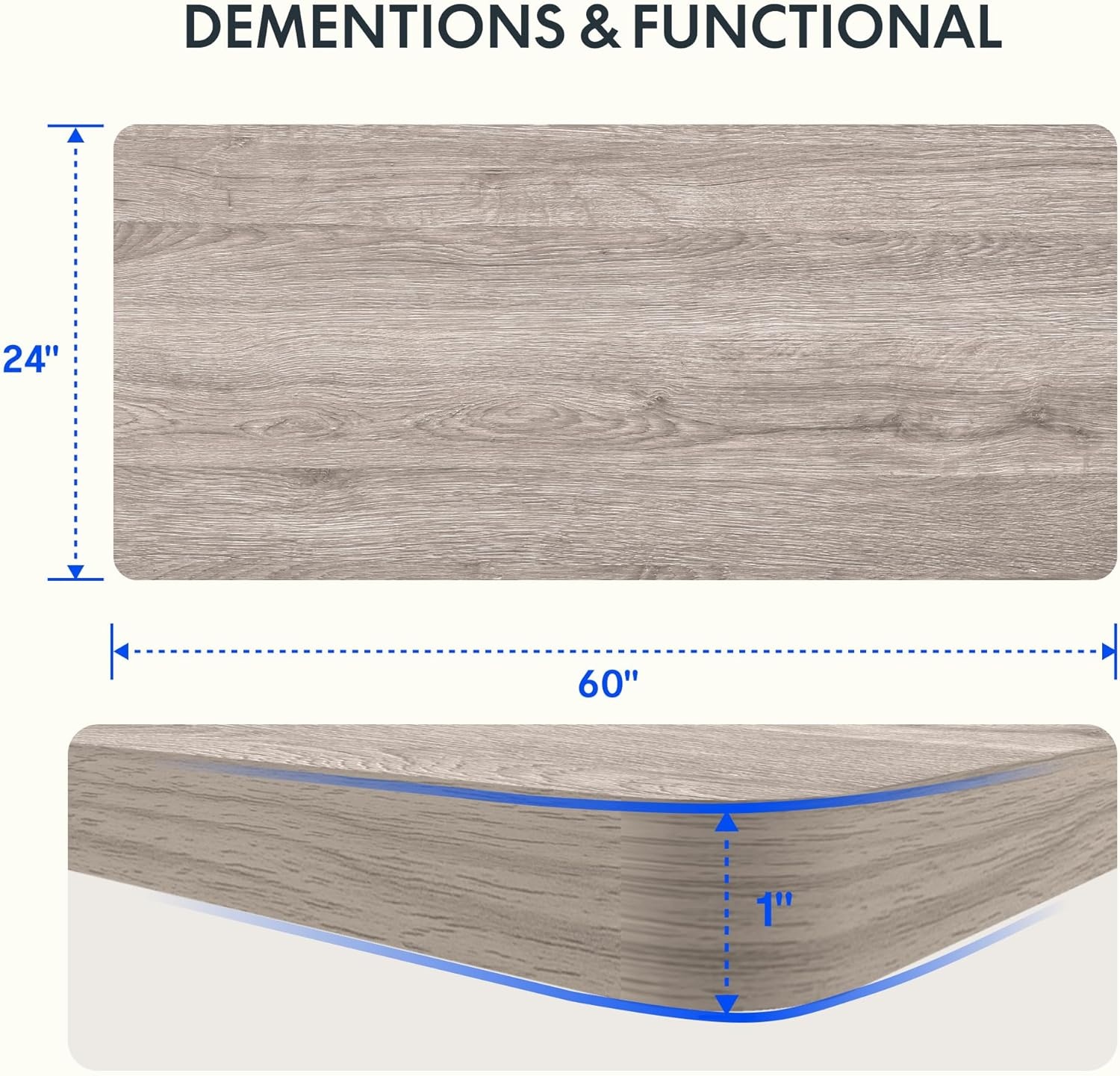 image:imageFLEXISPOT Whole Piece 48x30 Desktop 1 Thickness Height Adjustable Desk Rectangular Tabletop White Board 48INCH White TopGray Wood Grain