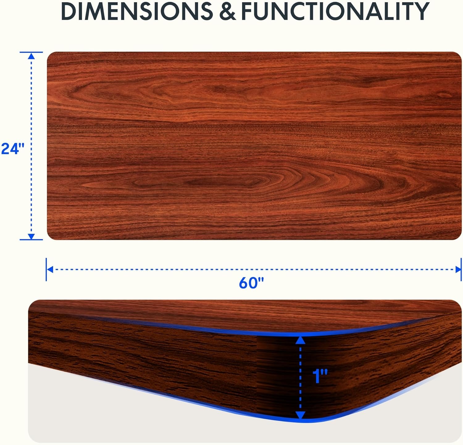image:imageFLEXISPOT Whole Piece 48x30 Desktop 1 Thickness Height Adjustable Desk Rectangular Tabletop White Board 48INCH White TopMahogany