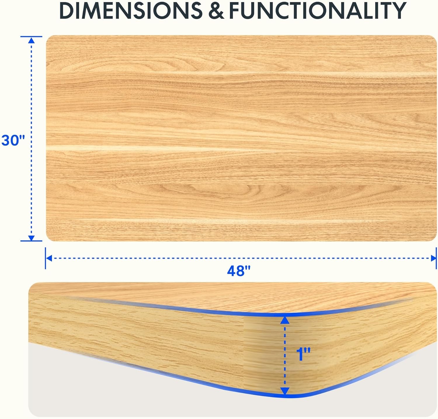 image:imageFLEXISPOT Whole Piece 48x30 Desktop 1 Thickness Height Adjustable Desk Rectangular Tabletop White Board 48INCH White TopMaple
