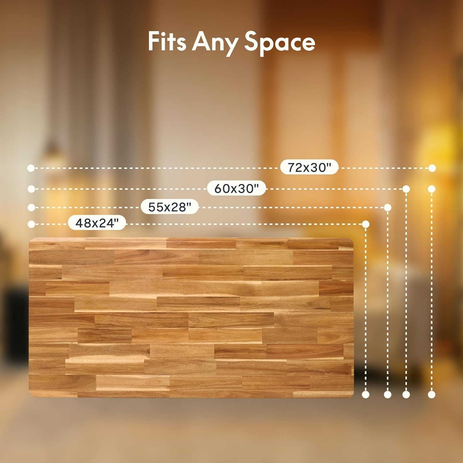 image:imageFLEXISPOT Whole Piece 48x30 Desktop 1 Thickness Height Adjustable Desk Rectangular Tabletop White Board 48INCH White TopNatural Acacia