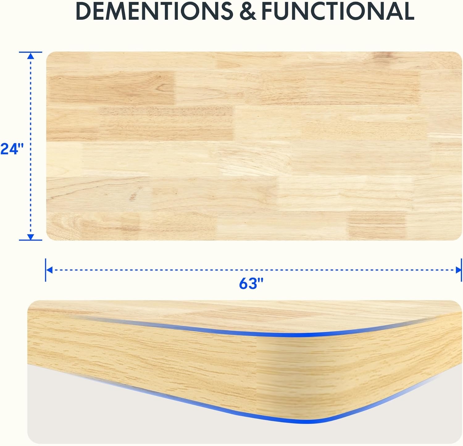 image:imageFLEXISPOT Whole Piece 48x30 Desktop 1 Thickness Height Adjustable Desk Rectangular Tabletop White Board 48INCH White TopRubber Wood