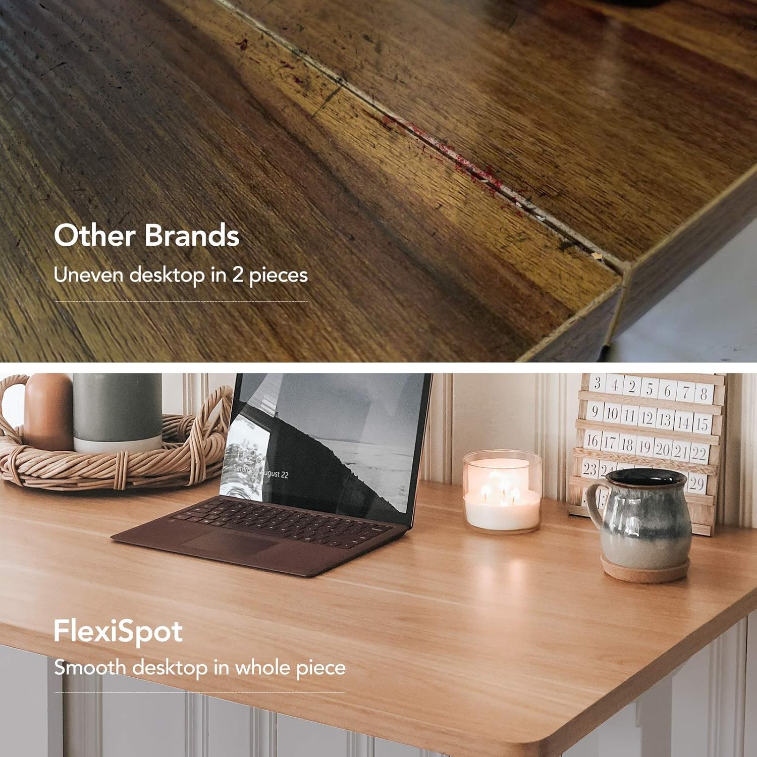 image:imageFLEXISPOT Whole Piece 48x30 Desktop 1 Thickness Height Adjustable Desk Rectangular Tabletop White Board 48INCH White TopRustic