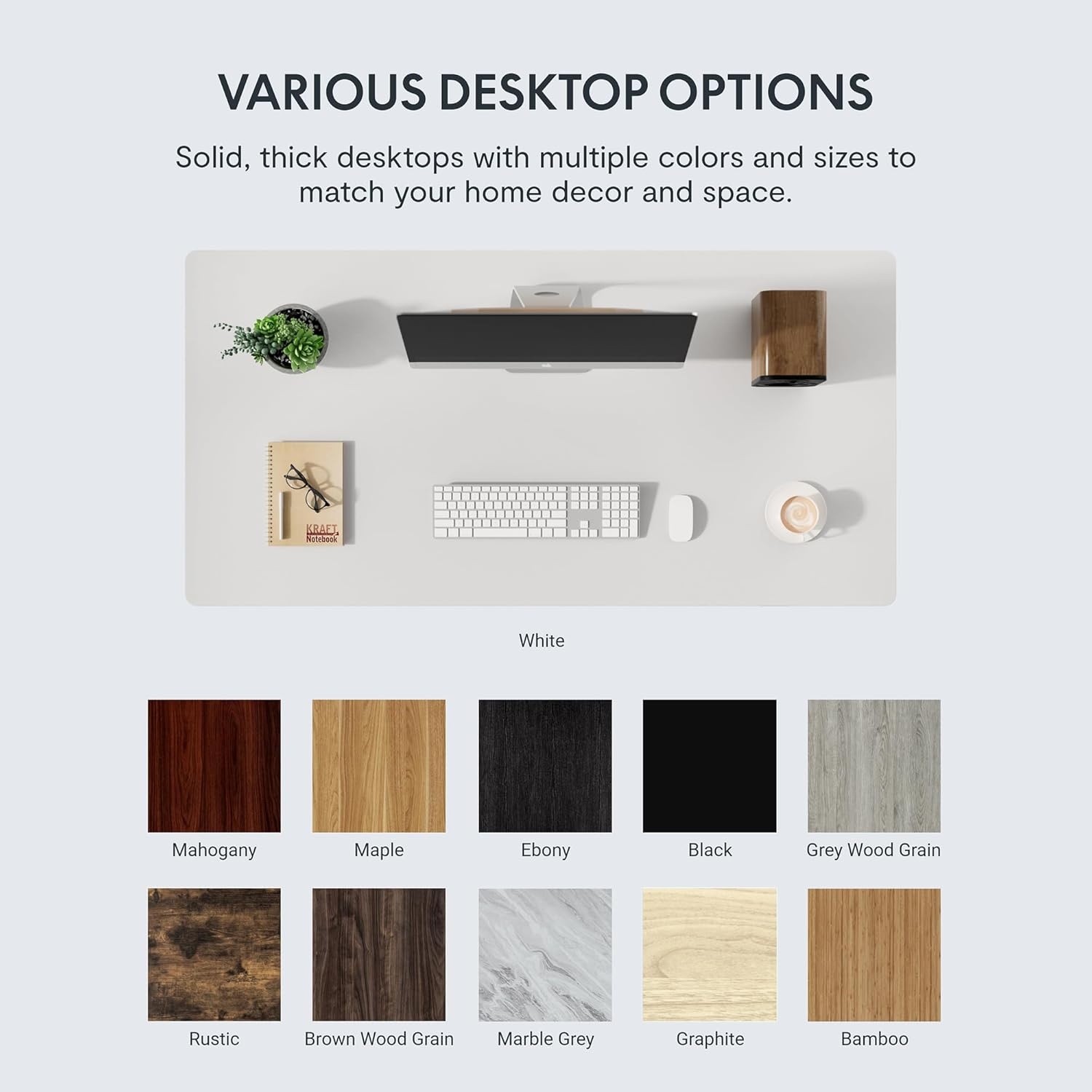image:imageFLEXISPOT Whole Piece 48x30 Desktop 1 Thickness Height Adjustable Desk Rectangular Tabletop White Board 48INCH White TopWhite Wood Grain