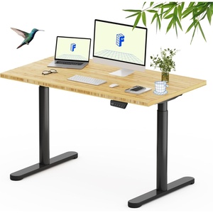 image:imageFLEXISPOT Solid Bamboo Standing Desk 48 x 24 Real Bamboo Desktop with Natural Grain Durable amp Sustainable Workstation for Home Office and MultiMonitor Setups Curved Black FrameBlack Oval Frame