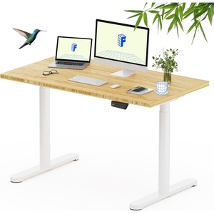 image:imageFLEXISPOT Solid Bamboo Standing Desk 48 x 24 Real Bamboo Desktop with Natural Grain Durable amp Sustainable Workstation for Home Office and MultiMonitor Setups Curved Black FrameWhite Oval Frame